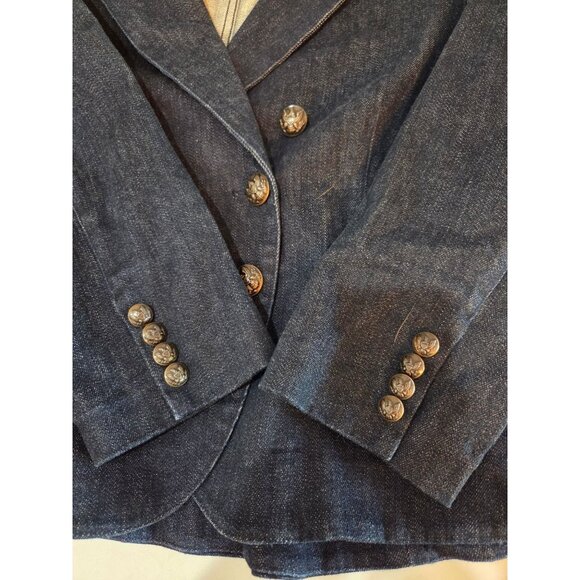 Lauren Jeans Co Ralph Lauren Petite PL Blue Denim Double Breasted Jacket Blazer - Picture 5 of 13